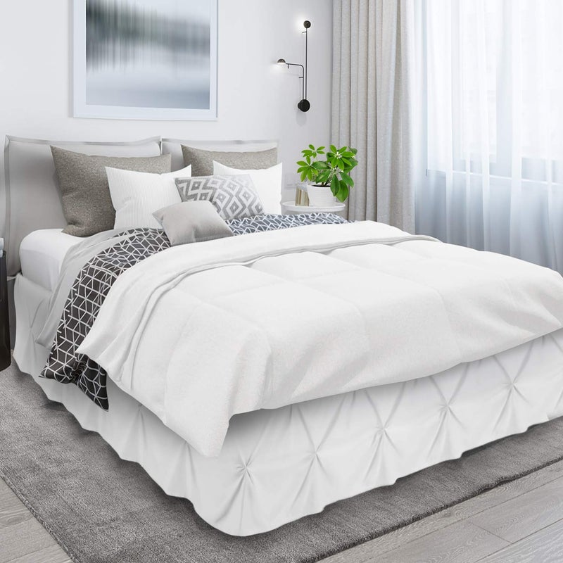 Nestl White Bed Skirt Full Size, Pinch Pleat Full Bed Skirt, 14" Inch Drop Full Bedskirt, Hotel Quality White Bed Skirts, Premium Microfiber Bedskirt for Full Bed, White Full Bed Skirt - Image 3